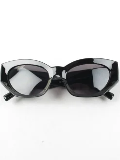 Angled Cat Eye Sunglasses With Gold Motif