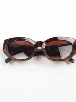 Angled Cat Eye Sunglasses With Gold Motif