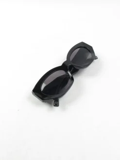 Angled Cat Eye Sunglasses With Gold Motif