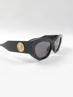 Angled Cat Eye Sunglasses With Gold Motif