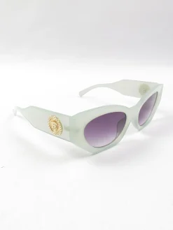 Angled Cat Eye Sunglasses With Gold Motif