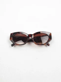 Angled Cat Eye Sunglasses With Gold Motif