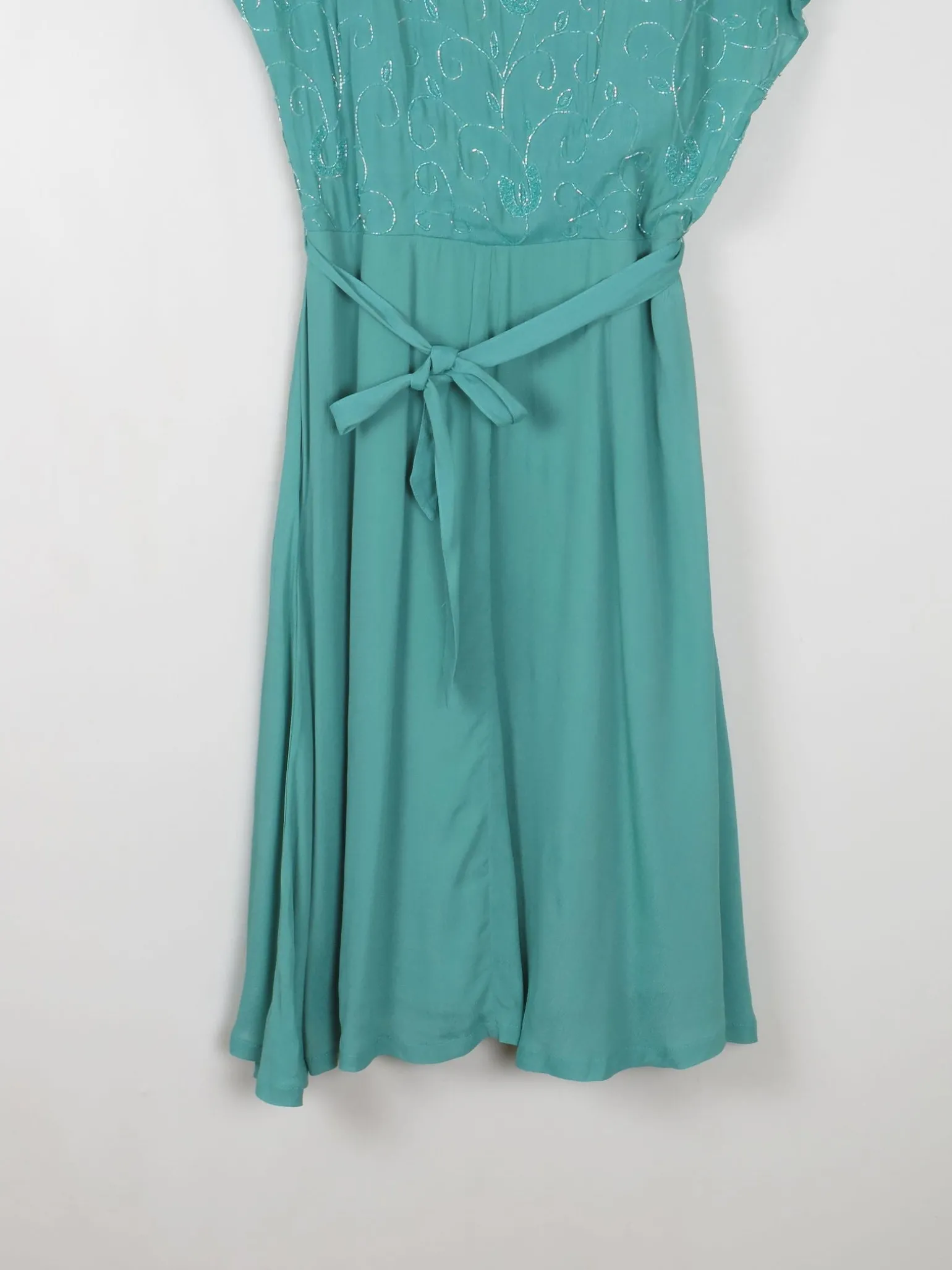 Aqua Beaded 1950s Vintage Style Beaded Dress 10