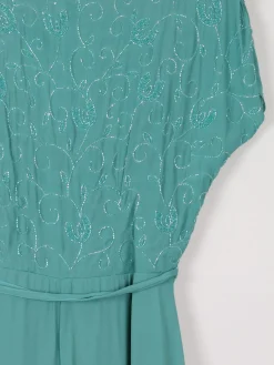 Aqua Beaded 1950s Vintage Style Beaded Dress 10