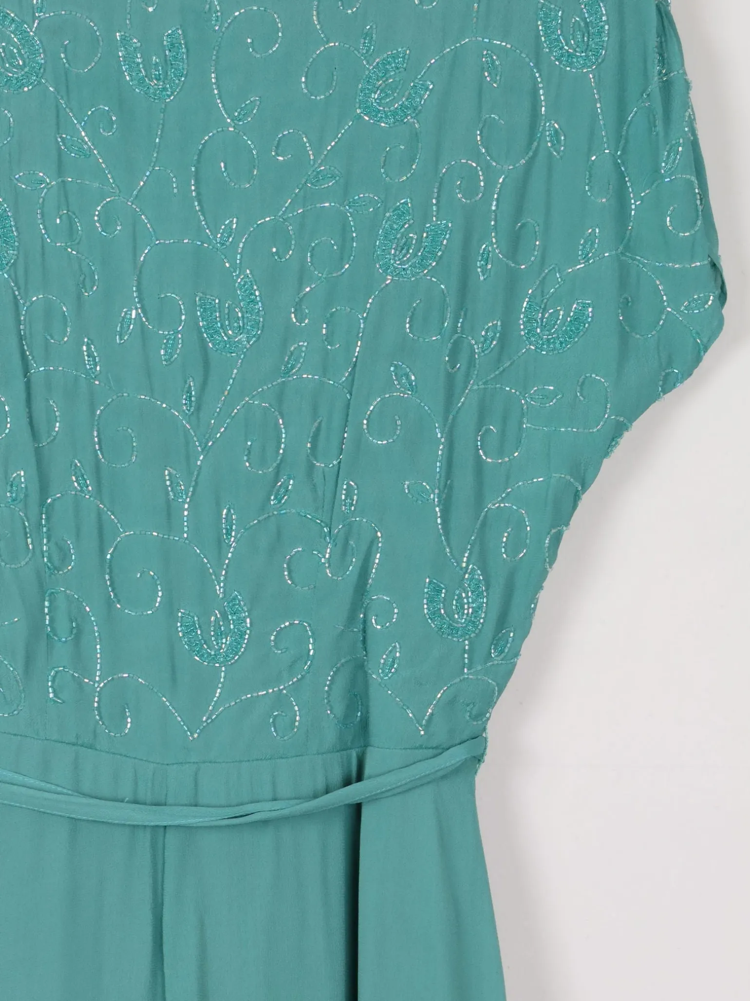 Aqua Beaded 1950s Vintage Style Beaded Dress 10