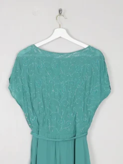 Aqua Beaded 1950s Vintage Style Beaded Dress 10