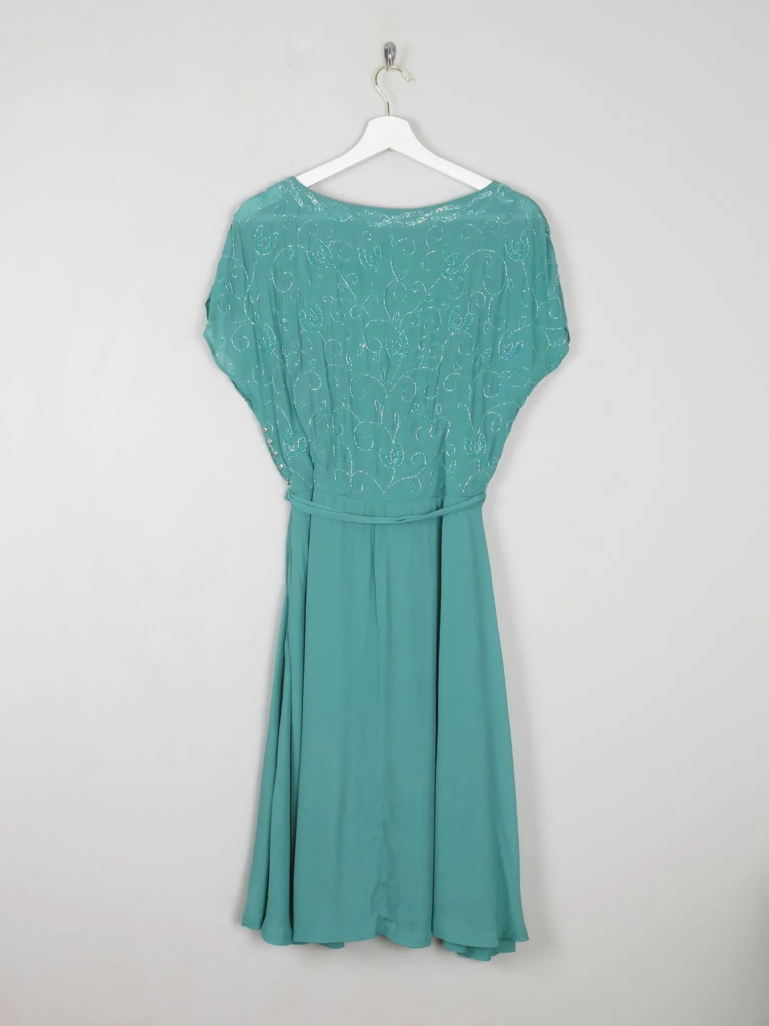 Aqua Beaded 1950s Vintage Style Beaded Dress 10