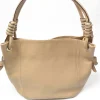 Beige Large Vintage Leather Hobo Bag