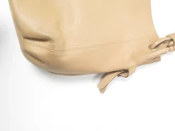 Beige Large Vintage Leather Hobo Bag