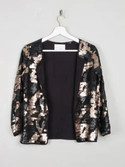 Black & Gold Sequin Cropped Jacket Xs/S