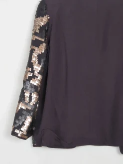 Black & Gold Sequin Cropped Jacket Xs/S