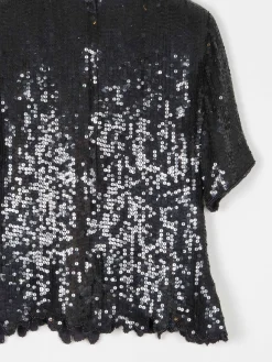 Black & Rust Beaded Vintage Short Top S/M