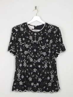 Black & White Beaded Vintage Top S