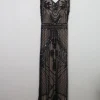 Black Beaded Vintage 1920s Style Long Evening Dress 10