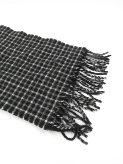Black, Grey & White Check Wool Scarf