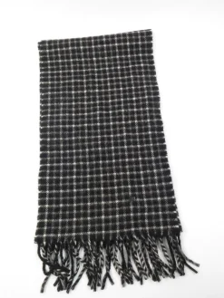 Black, Grey & White Check Wool Scarf