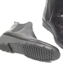 Black Leather Ankle Boots With Wedge Heels 41/8