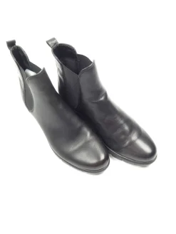 Black Leather Ankle Boots With Wedge Heels 41/8
