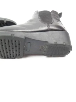 Black Leather Ankle Boots With Wedge Heels 41/8