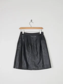Black Leather Short Vintage Skirt 26" 6/8