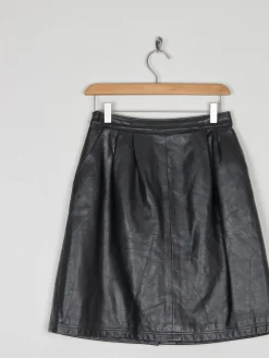 Black Leather Short Vintage Skirt 26" 6/8
