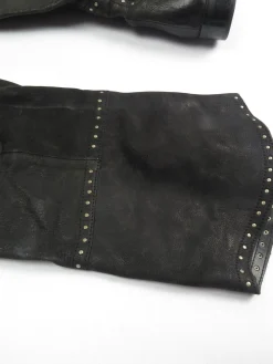 Black Leather Studded Over The Knee Moleskin Boots 41/8