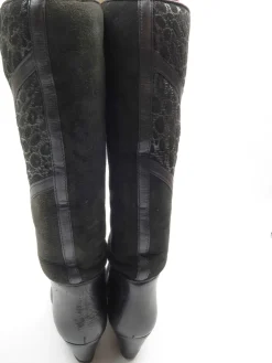 Black Leather Vintage Boots With Sheepskin 36/3