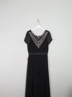 Black Long Vintage Style Chiffon Dress With Beading New 12
