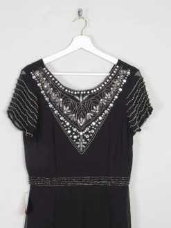 Black Long Vintage Style Chiffon Dress With Beading New 12