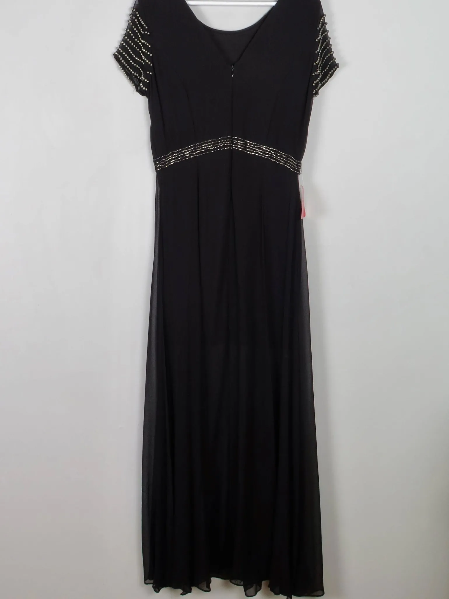 Black Long Vintage Style Chiffon Dress With Beading New 12