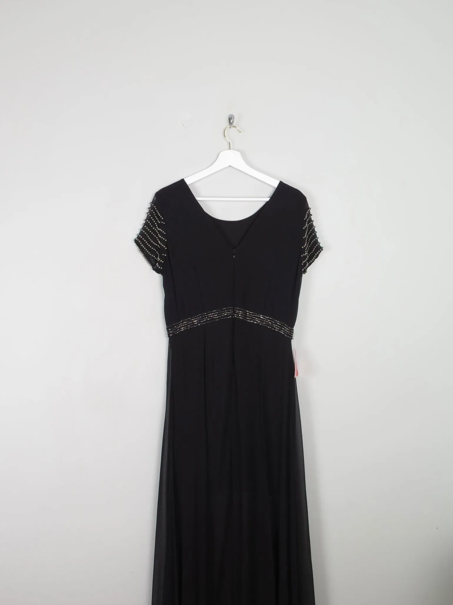 Black Long Vintage Style Chiffon Dress With Beading New 12