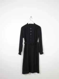Black 1940s Crepe Wool Dress 8