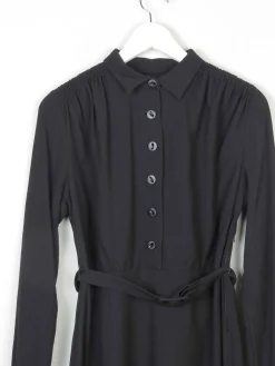 Black 1940s Crepe Wool Dress 8