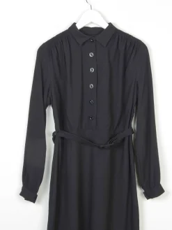Black 1940s Crepe Wool Dress 8