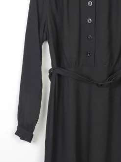 Black 1940s Crepe Wool Dress 8