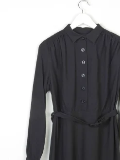 Black 1940s Crepe Wool Dress 8