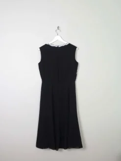 Black 1970s Vintage Dress With Appliqué White Floral Design 10