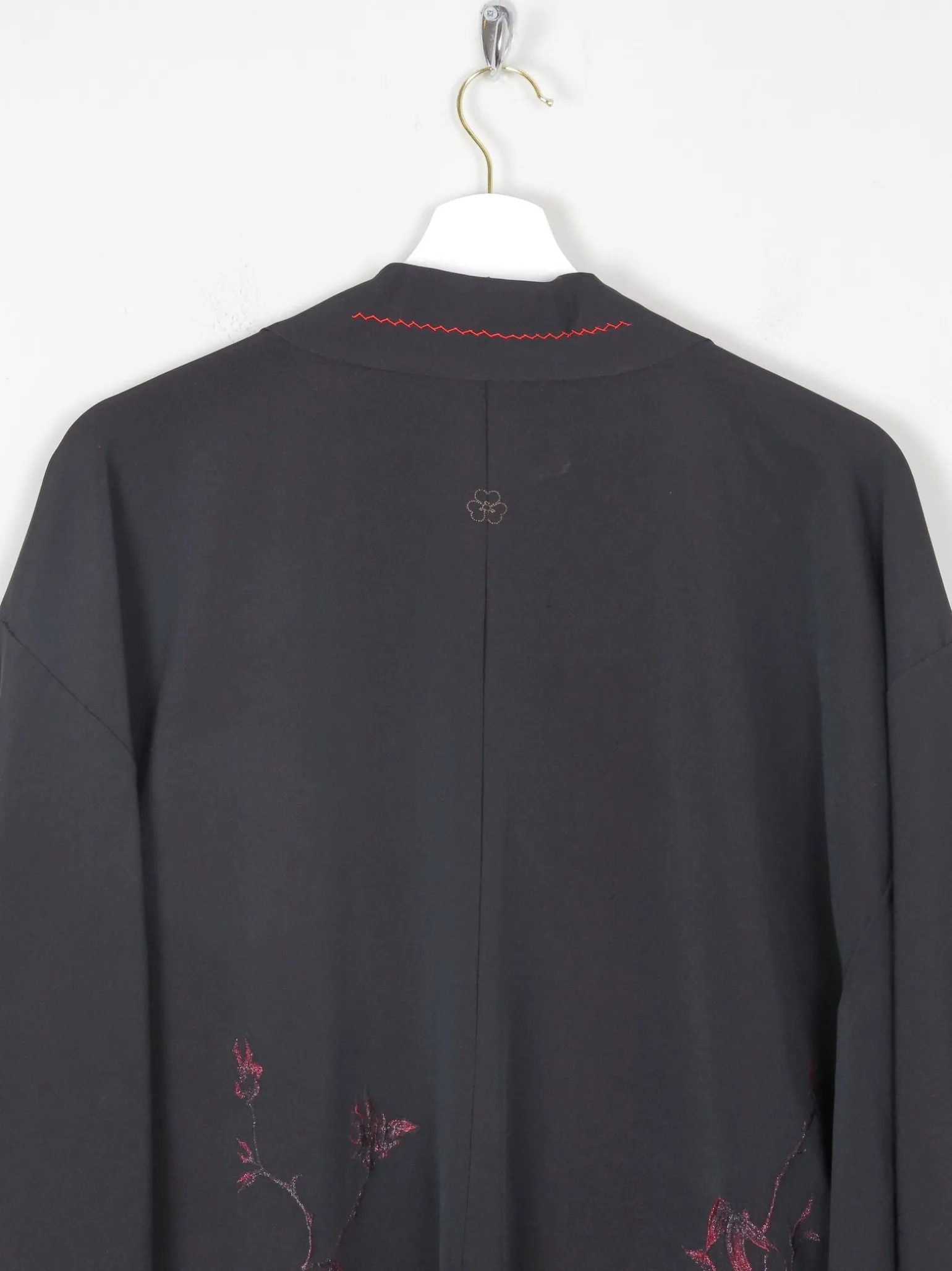 Black Vintage Kimono With Red Motifs S/M