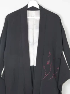 Black Vintage Kimono With Red Motifs S/M