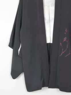 Black Vintage Kimono With Red Motifs S/M