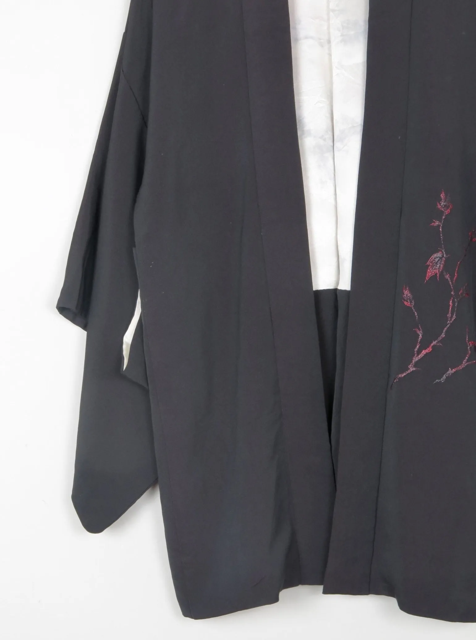 Black Vintage Kimono With Red Motifs S/M