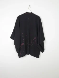 Black Vintage Kimono With Red Motifs S/M