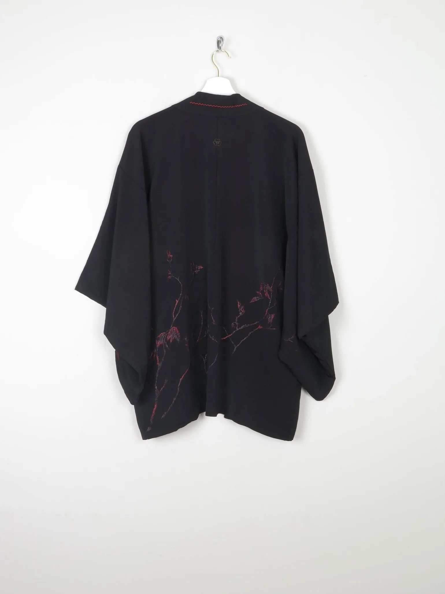 Black Vintage Kimono With Red Motifs S/M