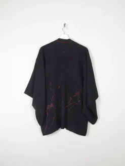 Black Vintage Kimono With Red Motifs S/M