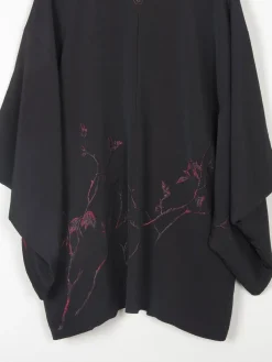 Black Vintage Kimono With Red Motifs S/M