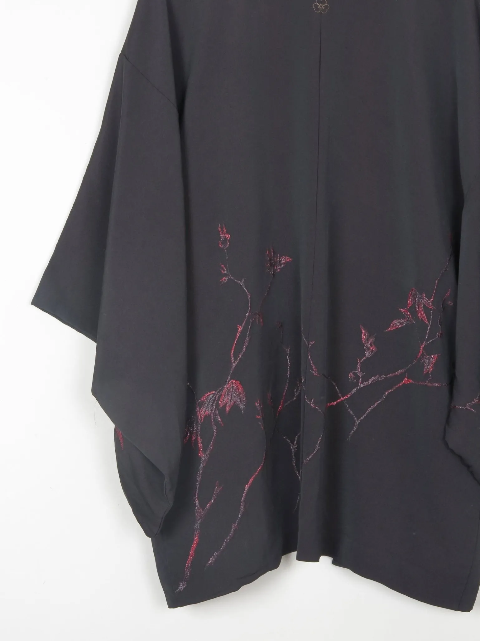 Black Vintage Kimono With Red Motifs S/M