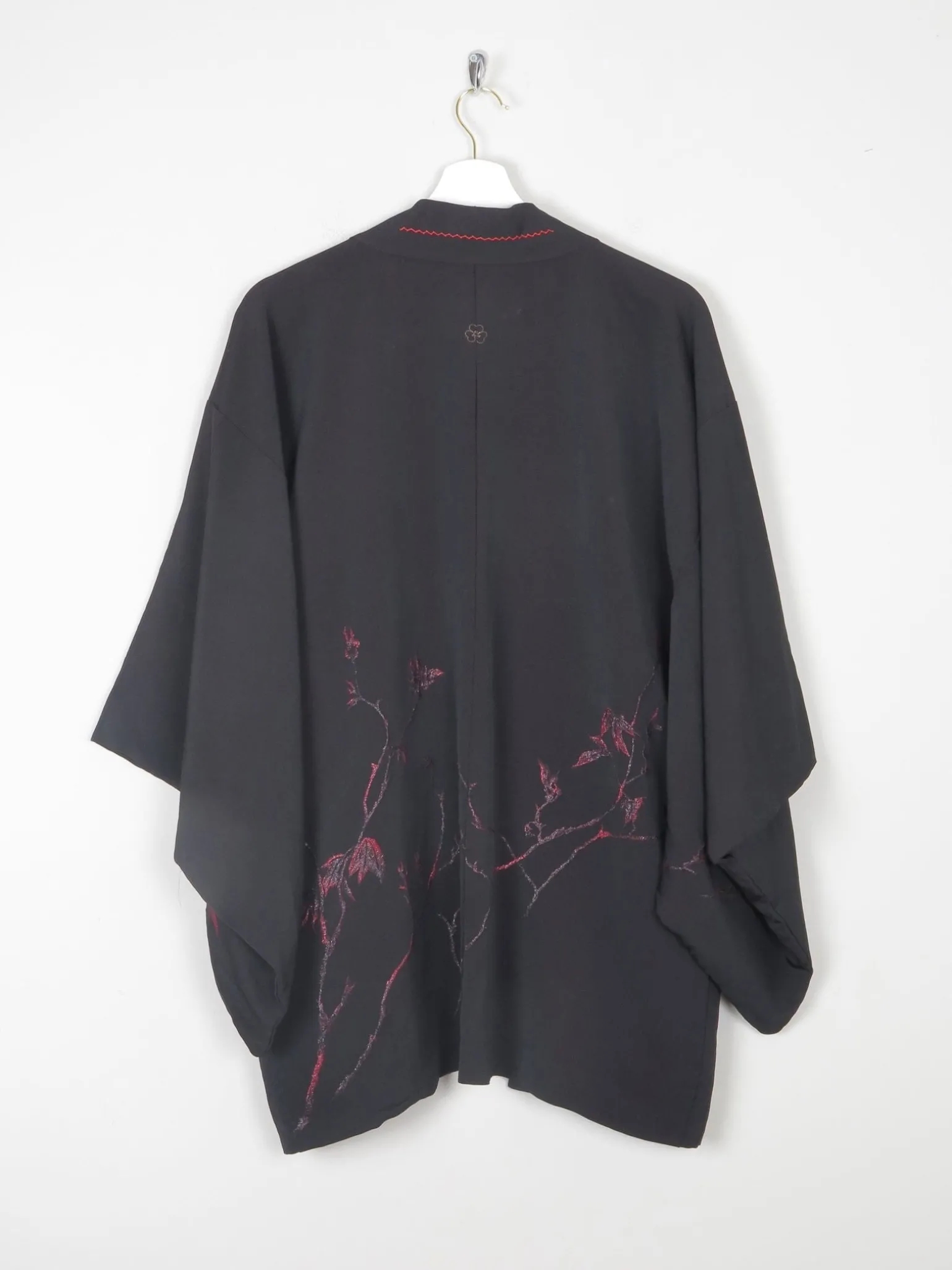 Black Vintage Kimono With Red Motifs S/M