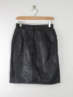 Black Vintage Leather Skirt 27