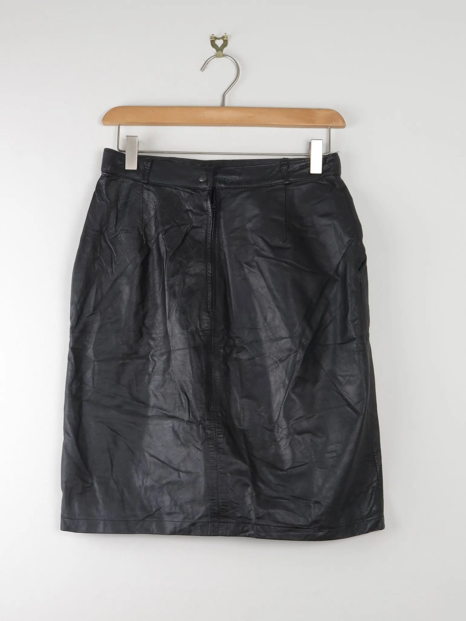 Black Vintage Leather Skirt 27"/XS/S