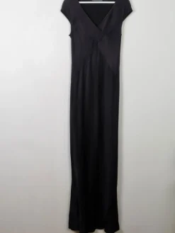 Black Vintage Pearse Fionda Black Satin Evening Dress S